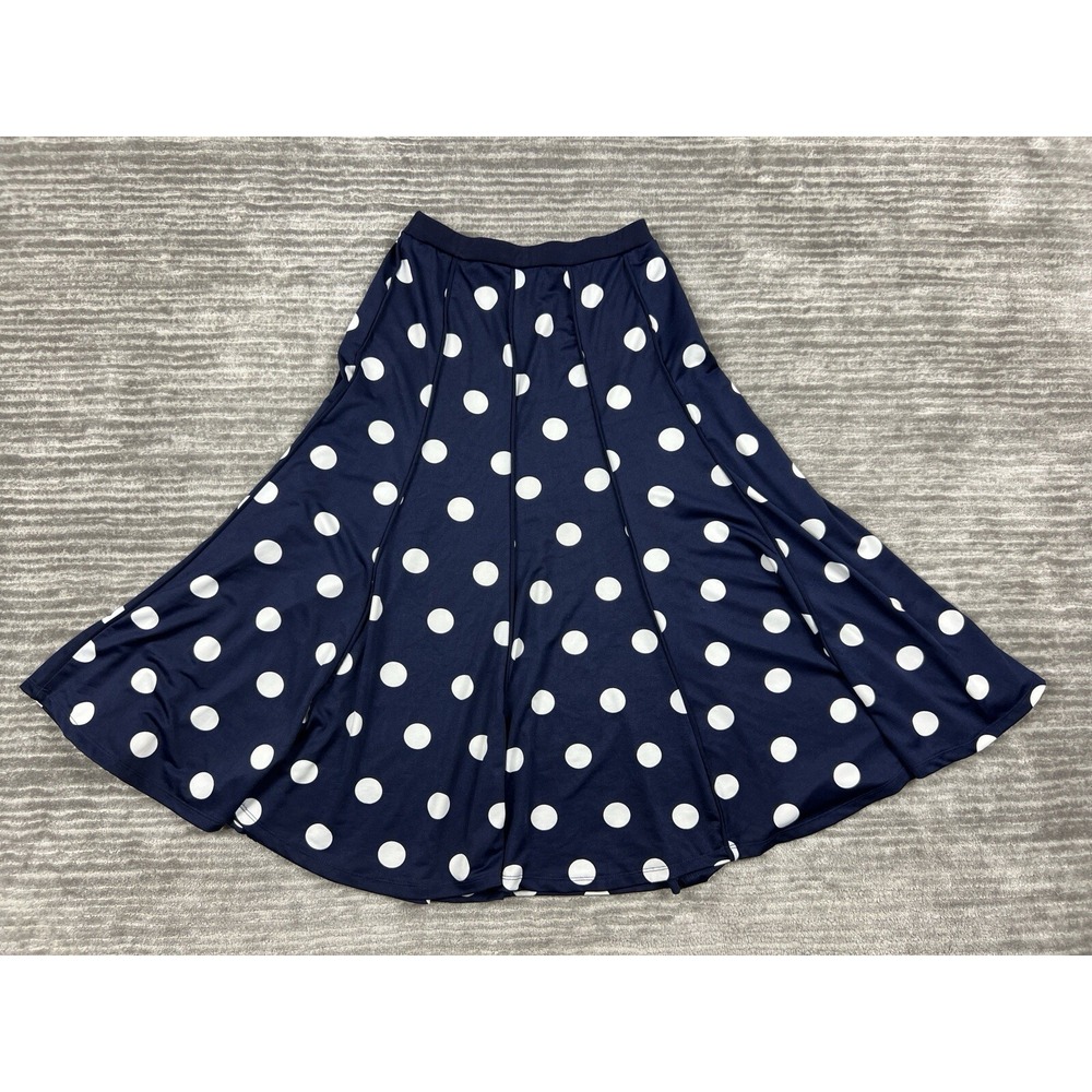 Chances R Skirt Womens Small Blue White Polka Dot Midi Long ALine Casual